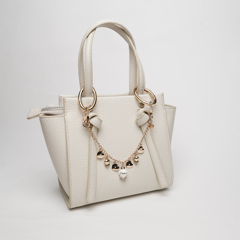 Set coordinato - Accessorio borsa in Metallo campanella bianca Capri e cuori