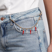 Accessorio borsa in Metallo corni rossi e bianchi