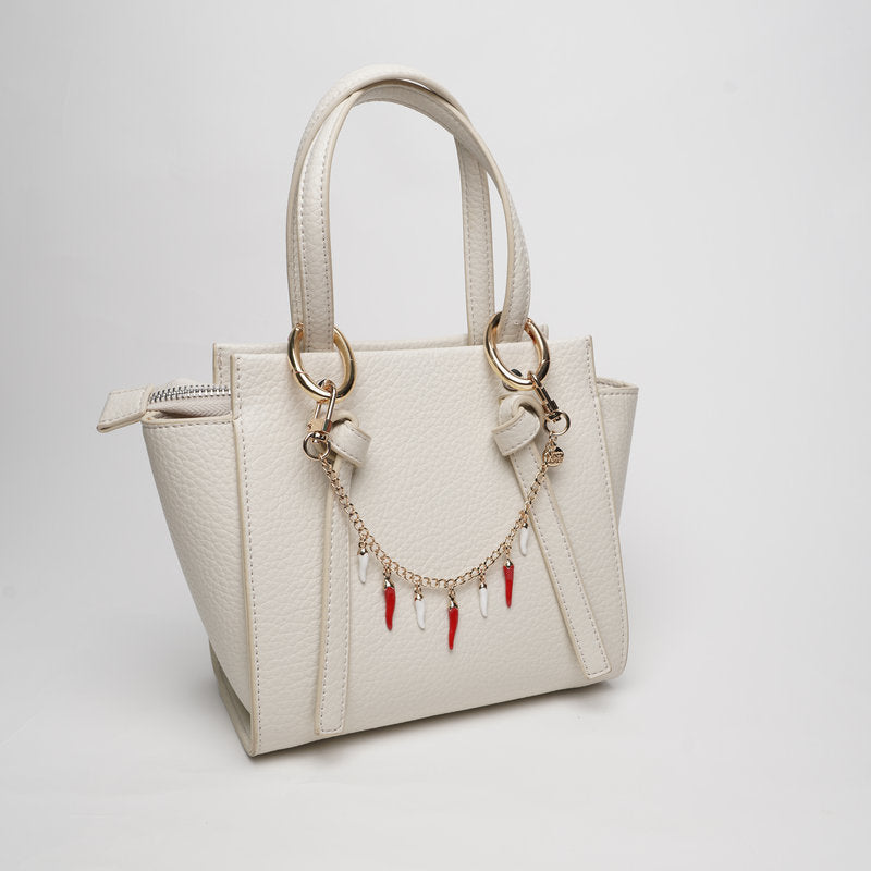 Set coordinato - Accessorio borsa in Metallo corni rossi e bianchi