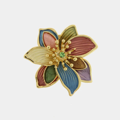 Spilla in Metallo fiore colorato con calamita - BYSIMON gioielli