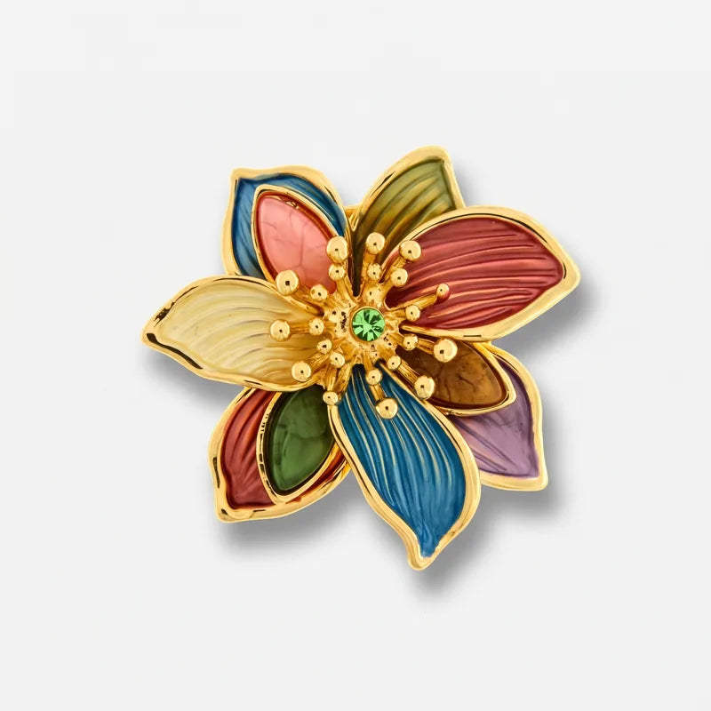 Spilla in Metallo fiore colorato con calamita - BYSIMON gioielli