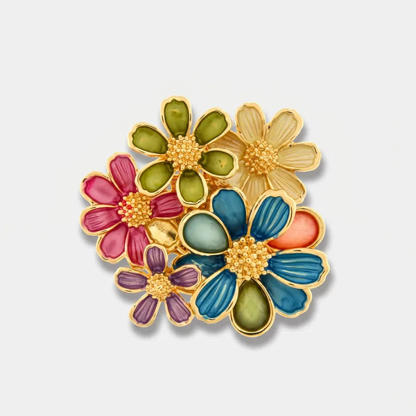 Spilla in Metallo fiori colorati con calamita - BYSIMON gioielli