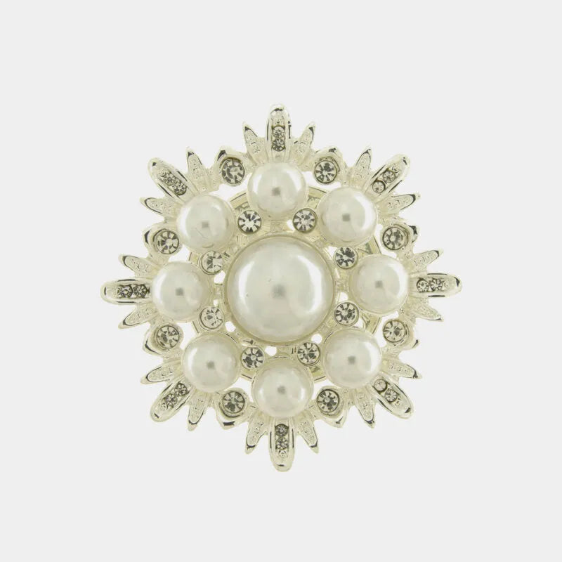 Spilla in Metallo fiore bianco con calamita - BYSIMON gioielli