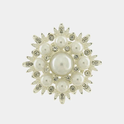 Spilla in Metallo fiore bianco con calamita - BYSIMON gioielli