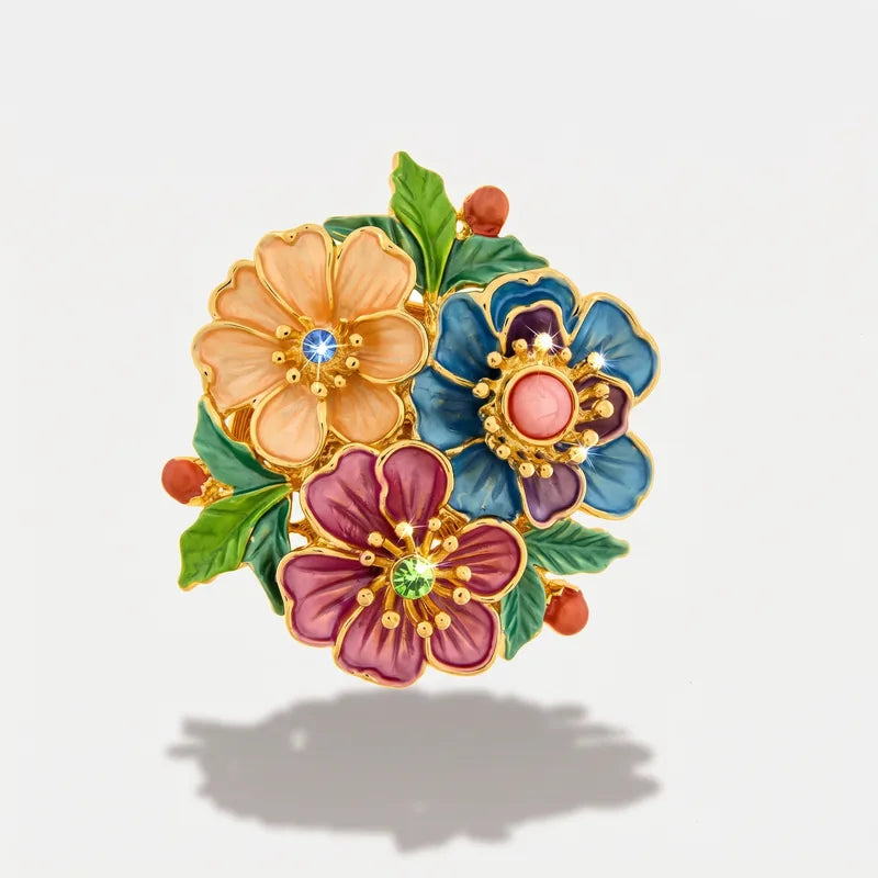Spilla in Metallo fiore colorato con calamita - BYSIMON gioielli