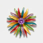 Spilla in Metallo magnetica fiore smaltato e petali multicolore - BYSIMON gioielli