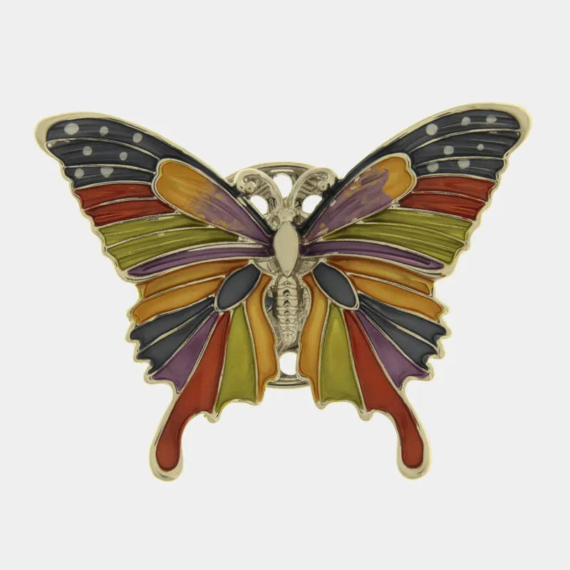 Spilla in Metallo magnetica  farfalla multicolore smaltata