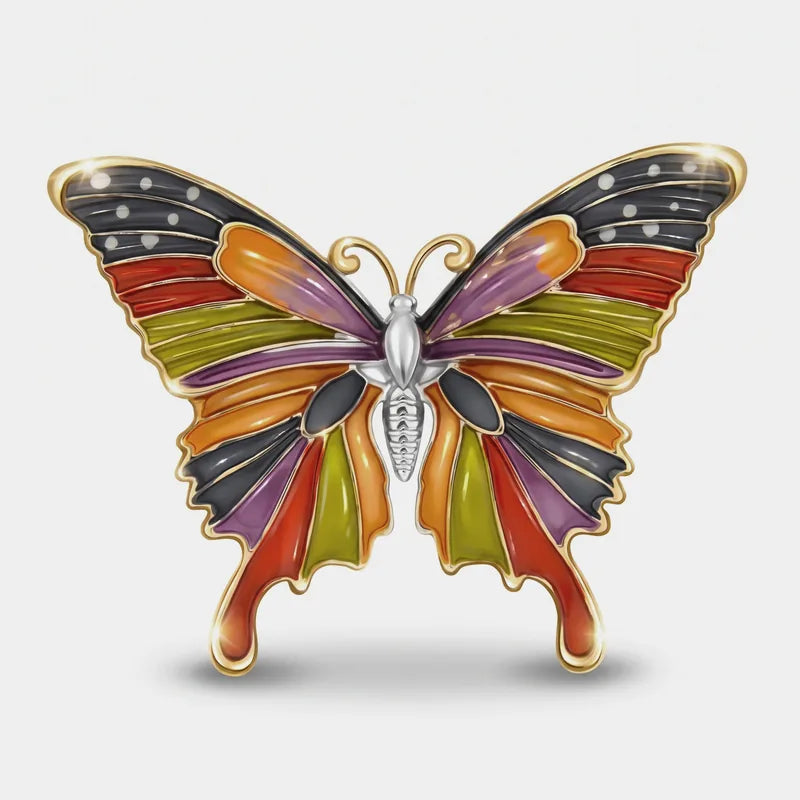 Spilla in Metallo magnetica  farfalla multicolore smaltata