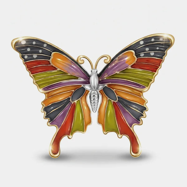 Spilla in Metallo magnetica  farfalla multicolore smaltata