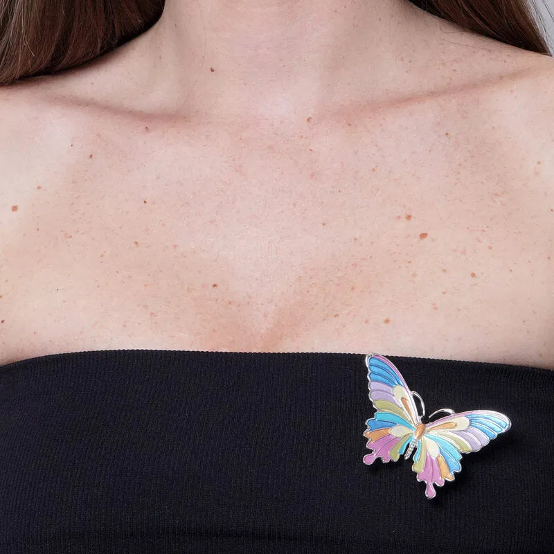 Spilla in Metallo magnetica farfalla smaltata multicolore