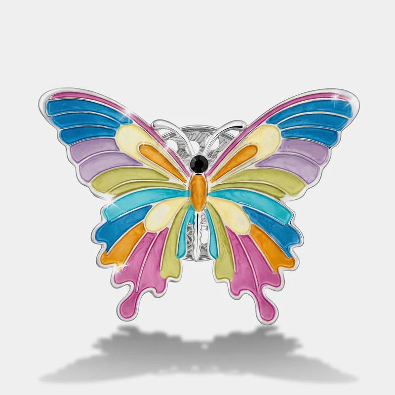 Spilla in Metallo magnetica farfalla smaltata multicolore