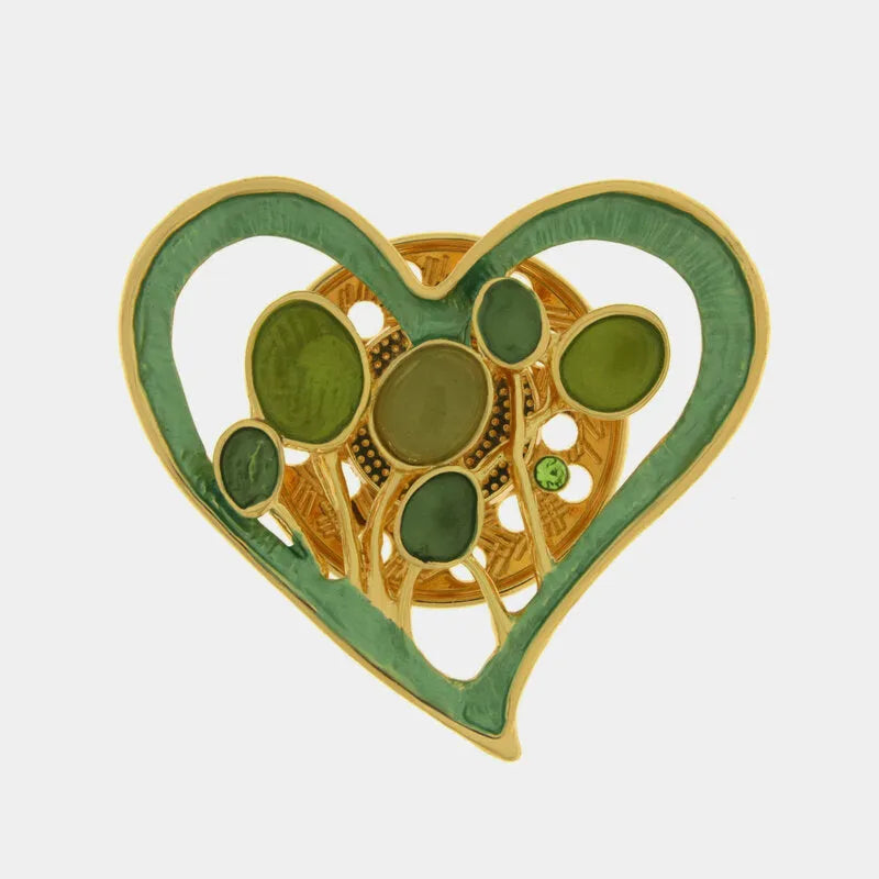 Spilla in Metallo magnetica cuore smaltato verde