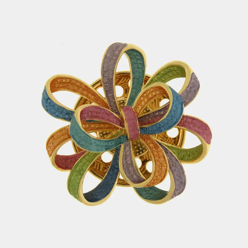 Spilla in Metallo magnetica fiocchi colorati smaltati