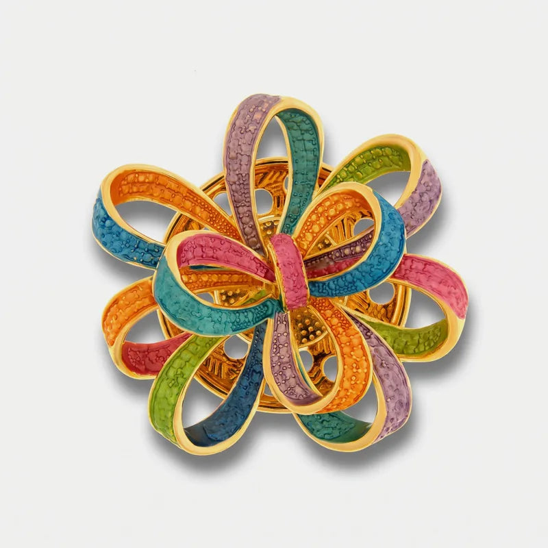Spilla in Metallo magnetica fiocchi colorati smaltati