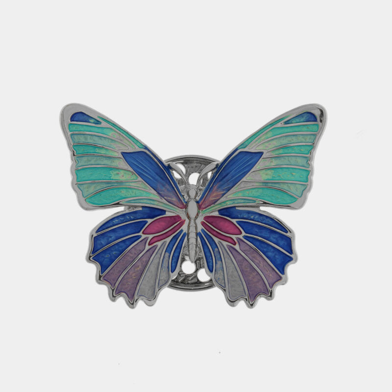 Spilla in Metallo magnetica farfalla smaltata sui toni del blu