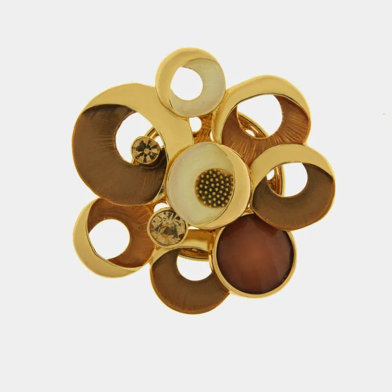Spilla in Metallo magnetica forme geometriche smaltata marrone