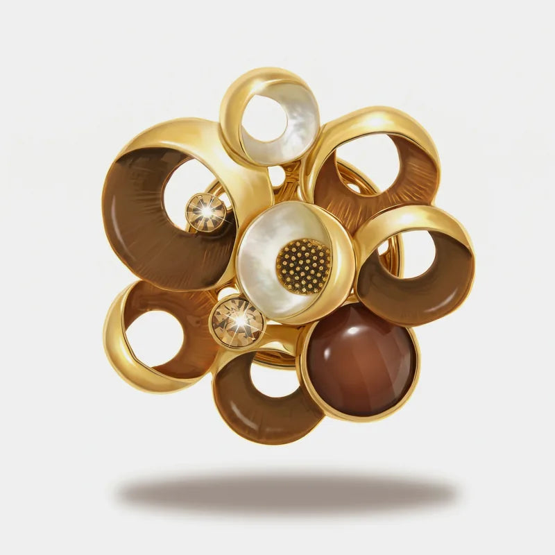 Spilla Metallo magnetica forme geometriche smaltata marrone