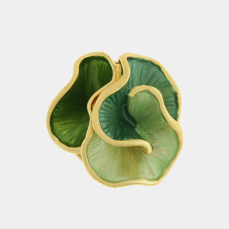Spilla in Metallo magnetica con petali smaltati verdi