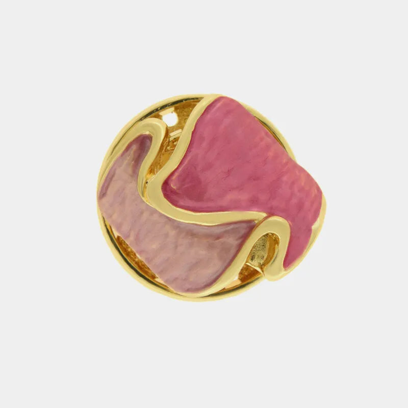 Spilla in Metallo magnetica con elementi smaltati rosa