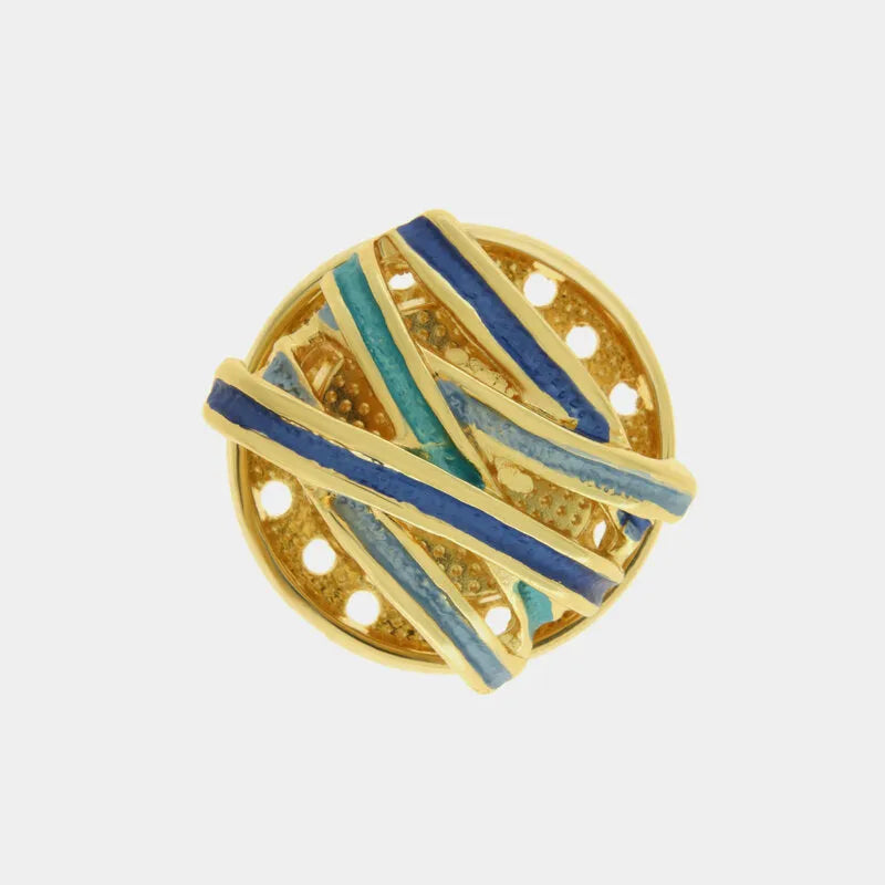 Spilla in Metallo magnetica con elementi smaltati blu e turchesi
