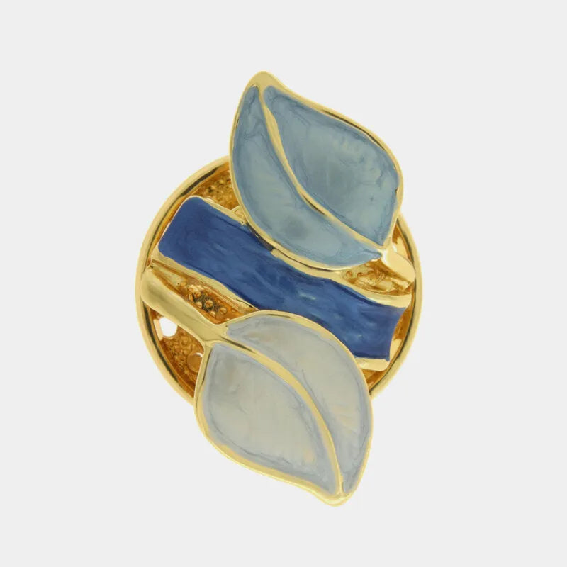 Spilla in Metallo magnetica con foglie smaltate blu