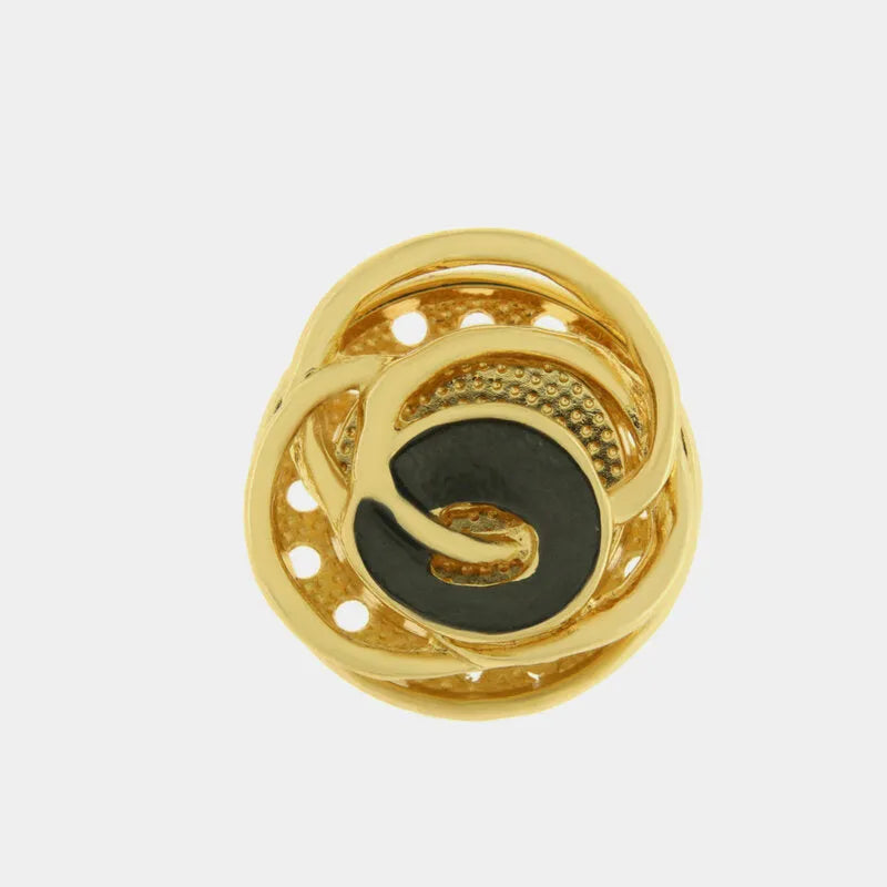 Spilla in Metallo magnetica con motivo  intrecciato smaltato nero
