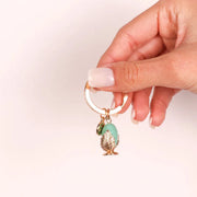 Portachiavi in Metallo con pumo in smalto verde