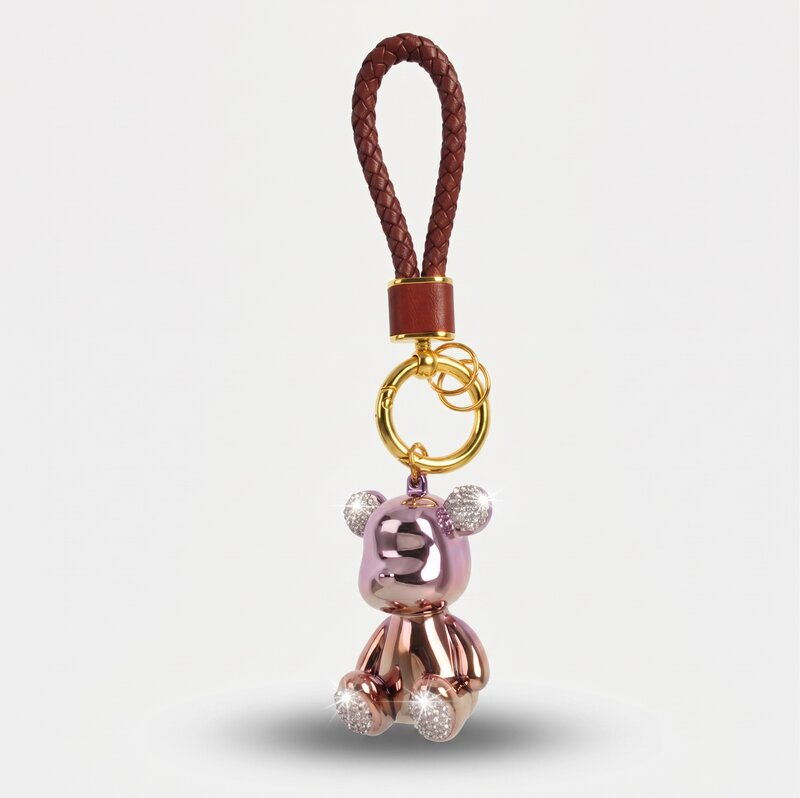 Portachiavi in Metallo Orsetto rosa metallico - BYSIMON gioielli