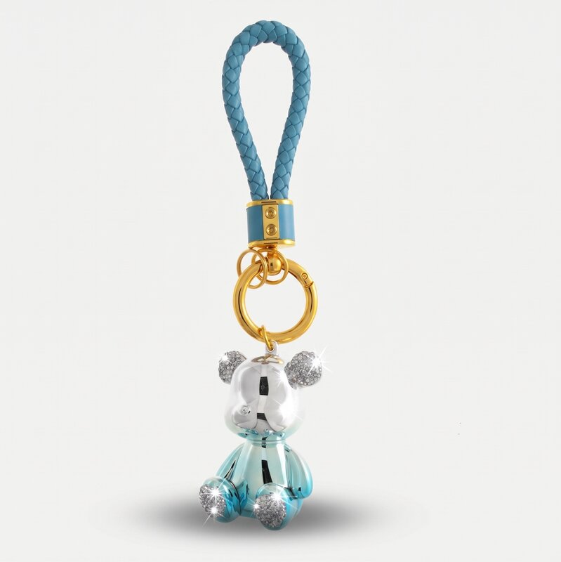 Portachiavi in Metallo Orsetto azzurro metallico - BYSIMON gioielli