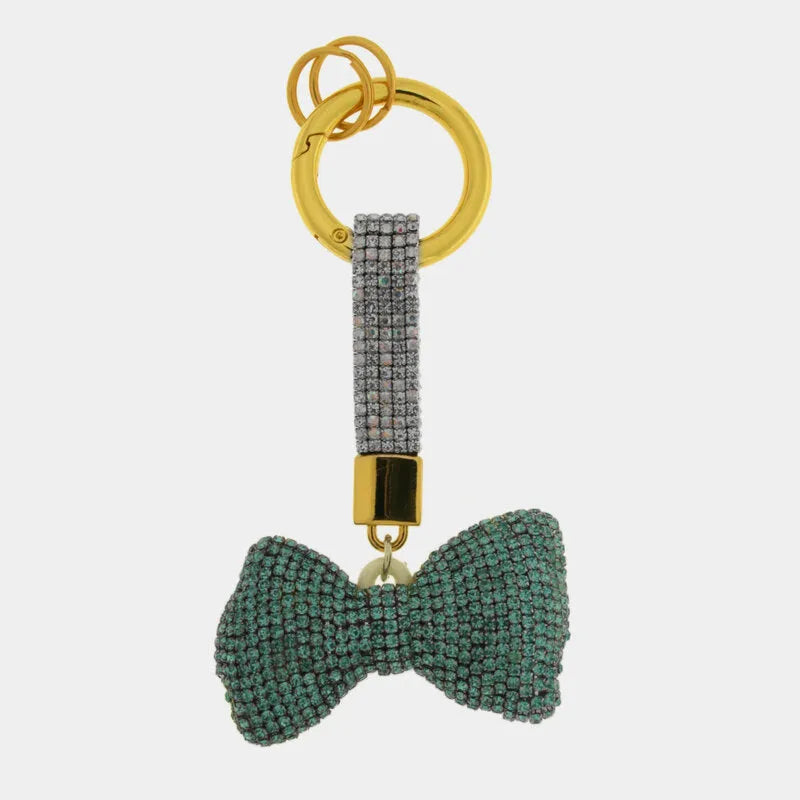 Portachiavi in Metallo Fiocco verde in cristalli