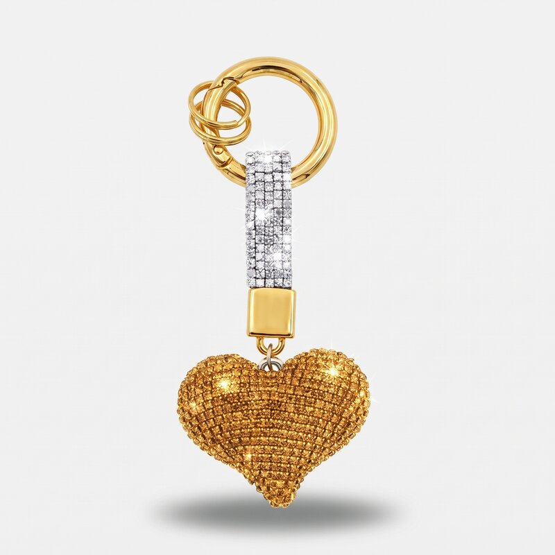 Portachiavi in Metallo Cuore arancione in cristalli - BYSIMON gioielli