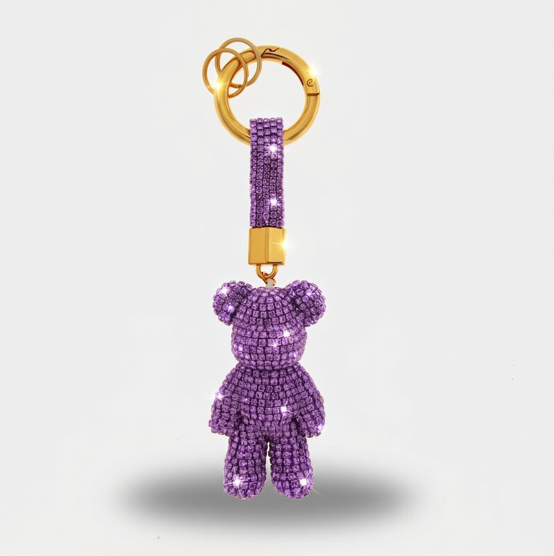 Portachiavi in Metallo Orsetto viola in cristalli - BYSIMON gioielli