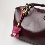 Portachiavi in Metallo Orsetto rosa con cuore in cristalli