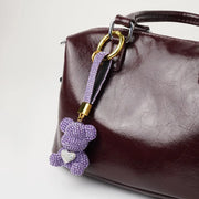 Portachiavi in Metallo Orsetto viola con cuore in cristalli