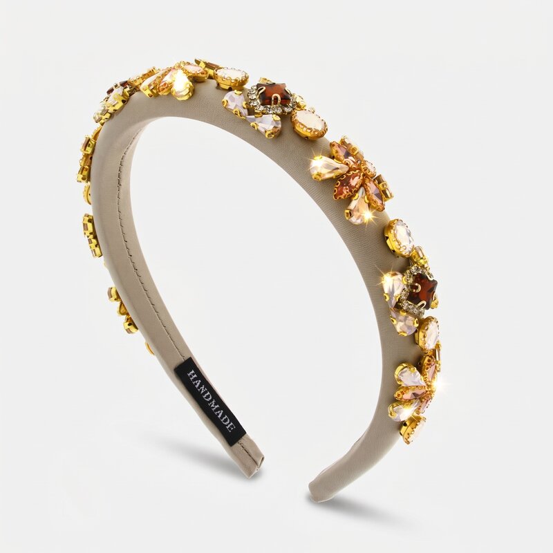 Fermacapelli con strass Beige con cristalli bianchi, rosa e rubino - BYSIMON gioielli