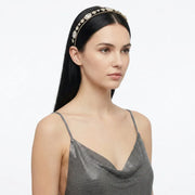 Fermacapelli con strass Nero con cristalli bianchi ovali