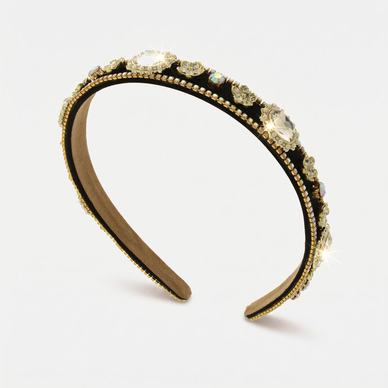 Fermacapelli con strass Nero con cristalli bianchi ovali - BYSIMON gioielli