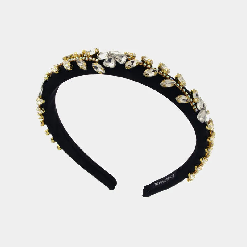 Black Rhinestone Leaf Hair Clip