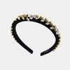 Fermacapelli con strass Nero motivo a foglie