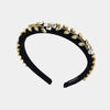 Fermacapelli con strass Nero motivo a foglie