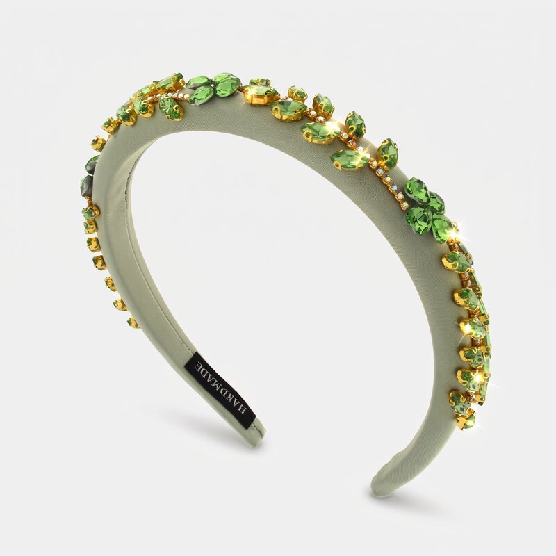 Fermacapelli con strass Verde motivo a foglie - BYSIMON gioielli