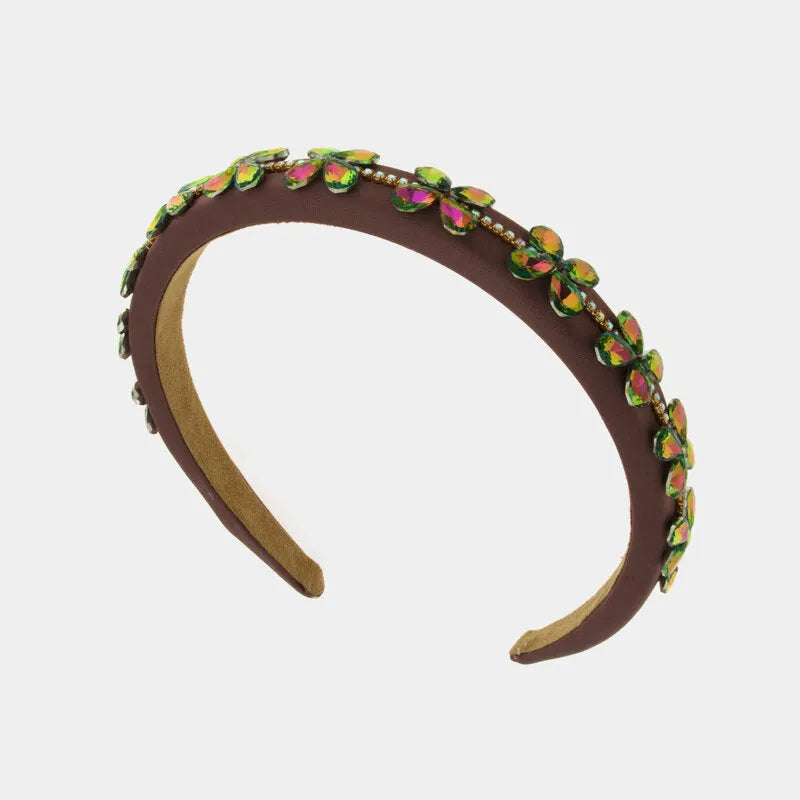 Rhinestone hair clip, brown flower design