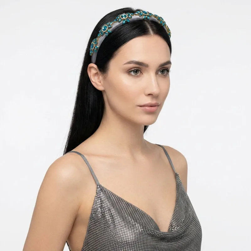 Fermacapelli con strass Indaco motivo fiore