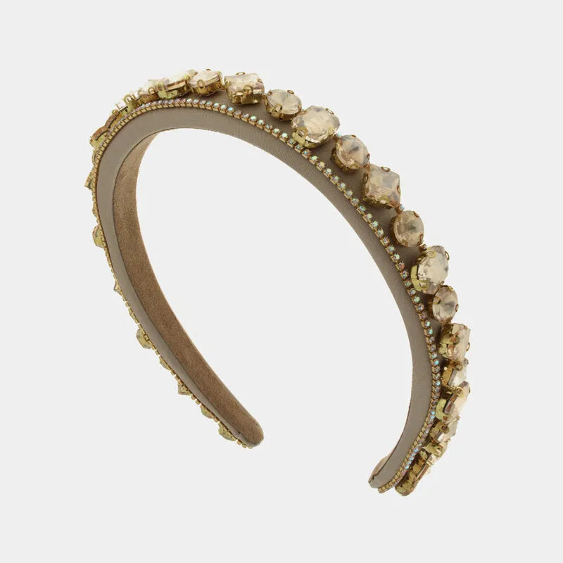 Hair clip with rhinestones Beige with champagne crystals