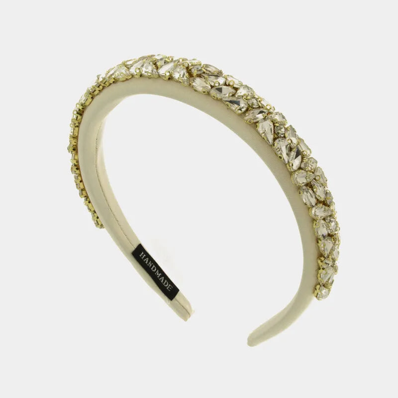 Hair clip with rhinestones Beige with crystals
