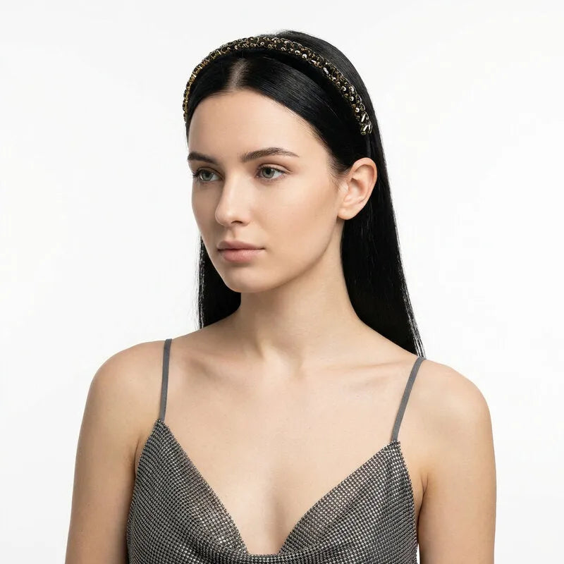 Black Rhinestone Hair Clip with Crystals