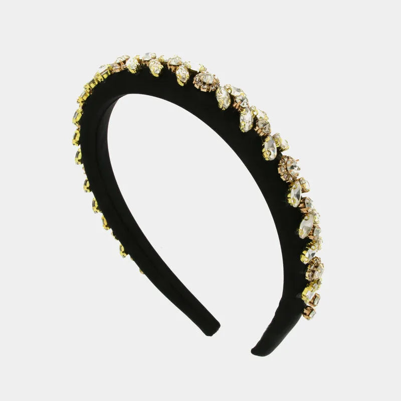 Fermacapelli con strass Nero con cristalli beige