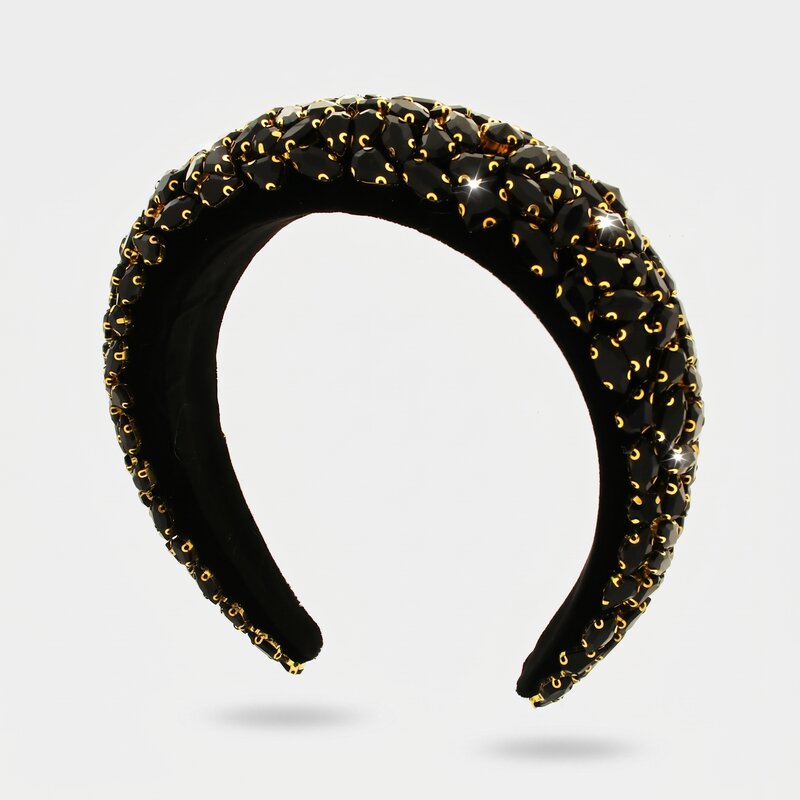 Fermacapelli con strass Nero a fascia larga con cristalli - BYSIMON gioielli