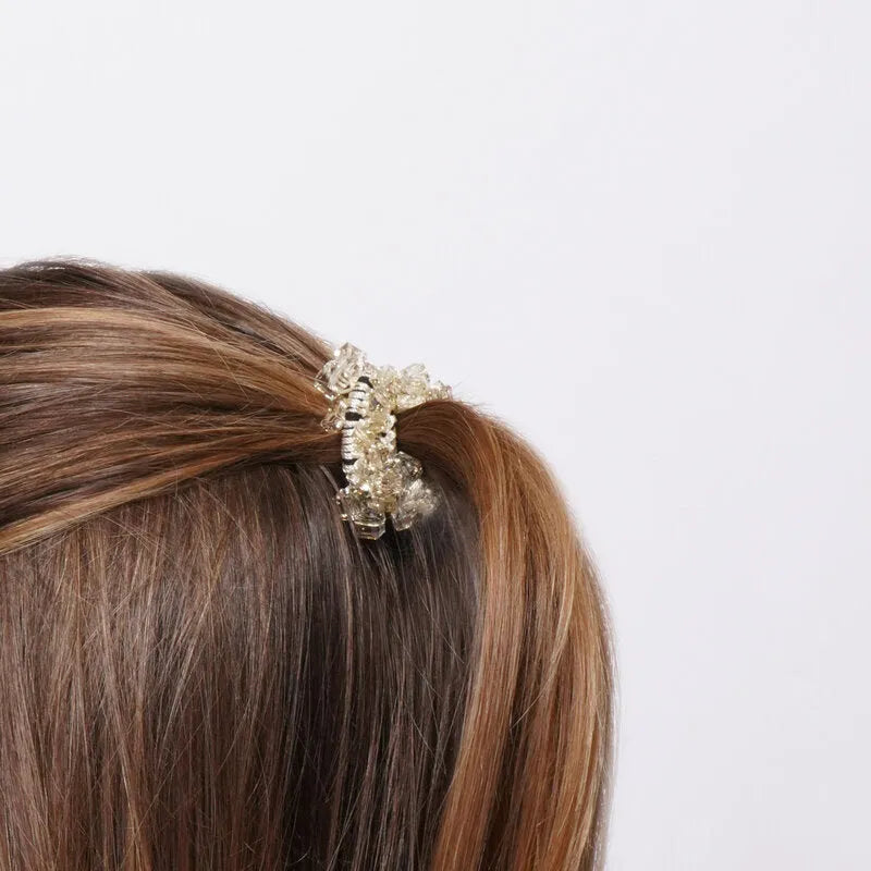Fermacapelli con strass Bianco impreziosito da cubi cangianti