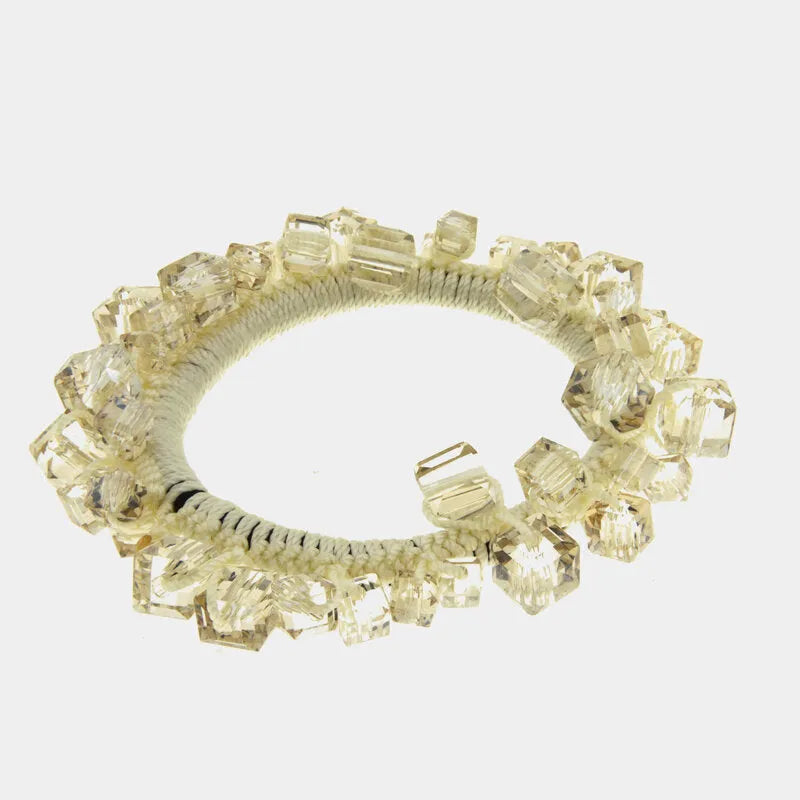 Fermacapelli con strass Bianco impreziosito da cubi cangianti
